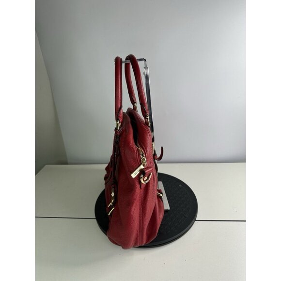 Michael Kors Bedford Large Red Leather Satchel/Bowling Bag - Picture 3 of 10